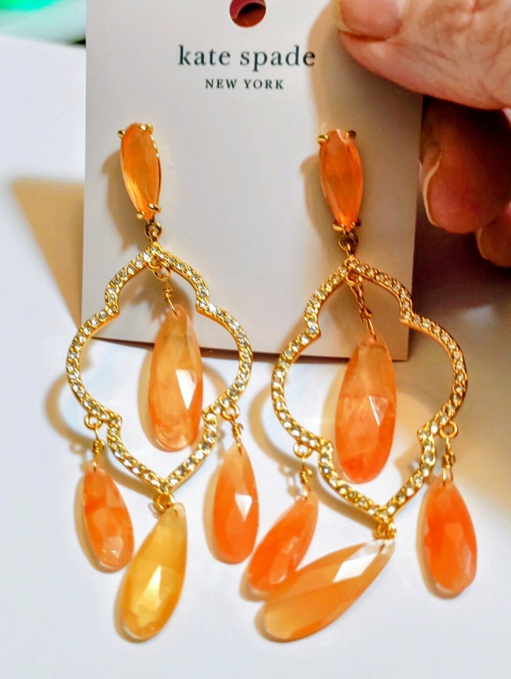 kate spade New York Gold-Tone Earrings with Orange Teardrops
